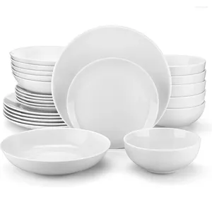 Assiettes 24 pièces en porcelaine gastronomique en porcelaine