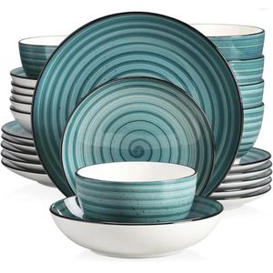 Stoare – ensemble de Table à manger de luxe en céramique, matériau sûr, vaisselle verte bonbon, plats polyvalents de 24 pièces, 24 pièces