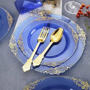 Assiettes à Dessert/salade jetables en plastique transparent, robustes et écologiques pour 25 invités, pour mariage, Thanksgiving, livraison directe