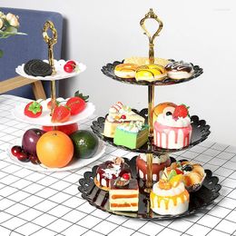 Platen 3-laags Europese bruiloftsfeest Desserttafel Snoep Fruitschaal Taart Zelfhulp Displaystandaard Woondecoratie Dienbladen