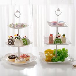 Platos de 3 niveles para Tartas, té de la tarde, vajilla para fiesta de boda, plato de frutas de cumpleaños de Navidad, decoración de postres familiares, decoración de platos