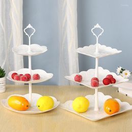 Platos Soporte de plástico para pasteles de 3 niveles Té de la tarde Vajilla para fiesta de boda Tienda de utensilios para hornear Estante de tres capas