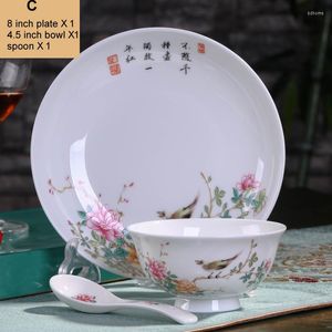 Assiettes 3 pièces/ensemble Jingdezhen os porcelaine porcelaine vaisselle salle à manger vaisselle en céramique plats de soupe profonde Sushi bol de riz