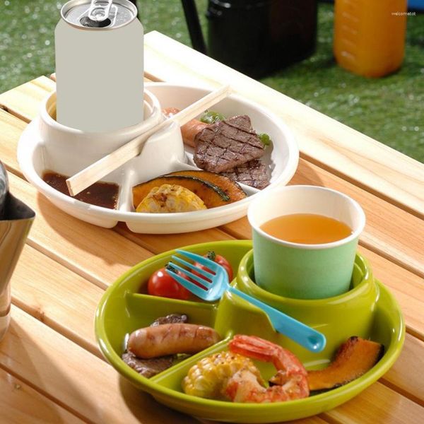 Assiettes à dîner à 4 grilles, conception de compartiment de qualité de Contact, plateau de petit déjeuner Portable en plastique, plat de déjeuner, usage quotidien