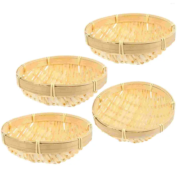 Plaques 4 PCS Bamboo Plaque de rangement maison Conteneur de rangement panier de bureau