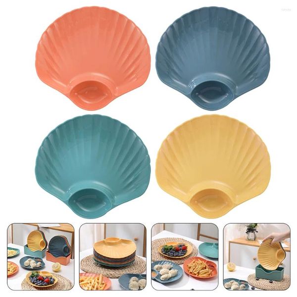 Assiettes 4 pièces assiette de boulette Sushi plastique Dip Sashimi plat à tremper coquille japonaise bols à déjeuner pour adultes