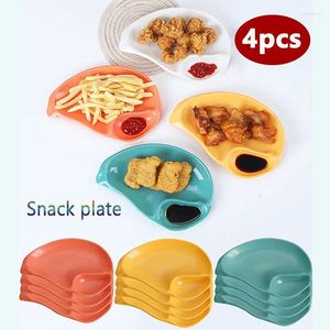 Assiettes 4pcs Creative Conch Dumpling Plat Vinegar Sauce Sushi Chips Séché Fruit pour le petit déjeuner pour vomir l'assiette osseuse