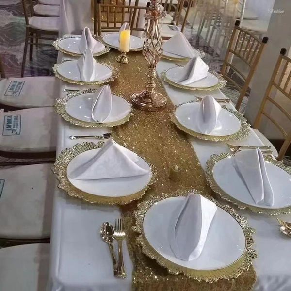 Platos 4 Uds. Plato de carga dorado y plateado, bandeja decorativa de plástico para servir, decoración para fiesta de Navidad y boda, configuración de lugar de mesa