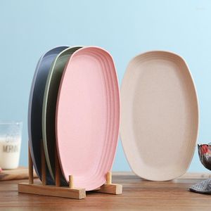 Platen 4 stks tarwe stro plate set schalen ovaal onbreekbaar lichtgewicht dessert diner magnetron veilige keuken accessoires