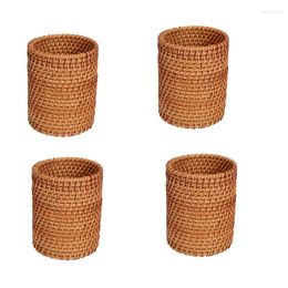 Assiettes 4X baguettes en rotin Tube pelle cuillères seau dîner couteaux fourchettes vaisselle boîte de rangement maison paniers organisateur A