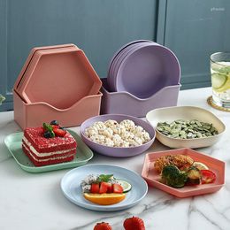 Platen 5/10 stks vierkante spit botplaat huishoudelijke plastic ronde set eettafel gebakte keukenbenodigdheden