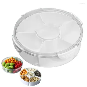 Assiettes 5 compartiments plateau de service divisé avec couvercle ensemble de salade fruits émeraude vaisselle plateau boîte Snack outil de cuisine