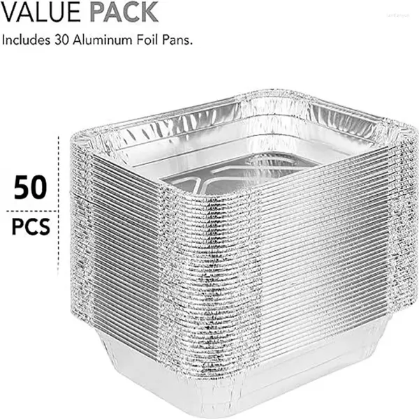 Plaques 50pcs Foil en aluminium jetable Diverses Pans en étain sont parfaits pour cuisiner le stockage du chauffage et la préparation