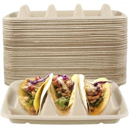 Assiettes 50 pièces Taco réutilisable 3 compartiments servant porte-plateau empilable pas de désordre garde votre