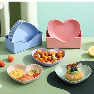 Platen 5 stks creatief liefde hart spit beengerechtige huishoudelijke rang plastic ronde vierkante set eettafel vuilnis plaat