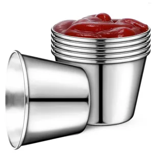 Platos 6 tazas de salsa de acero inoxidable 304, recipiente para salsa de tomate, cajas de almacenamiento para vinagre, contenedores para Picnic para soja al aire libre