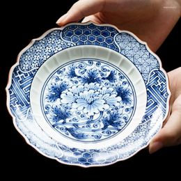 Borden 6 inch Japans bord keramisch diner Home Vintage servies Handgeschilderde bloemschotel Blauw en wit porseleinen gerechten dienblad