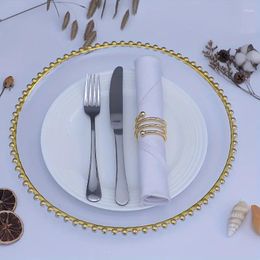 Borden 6 stks doorzichtige plastic laders met gouden kralenrand perfect voor verjaardagsfeestjes bruiloften en dinerdecor