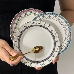 Ensemble d'assiettes élégantes à motifs de 7 pouces, pour Dessert délicat, thé de l'après-midi, noël, Thanksgiving, anniversaire, cadeau de mariage