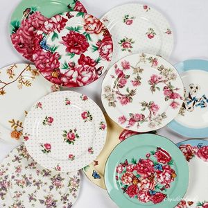 Assiettes 8/10 pouces Os Chine Western Afternoon Thé Dessert Cake Plate de gâteau Disque Disque Disque Céramique ACCESSOIRES