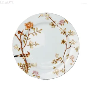 Assiettes 8/10 Pouces Motif Floral Céramique Chinoise Porcelaine Maison Vaisselle Thé Dessert Assiette À Gâteau Country Style Vintage Western Plat