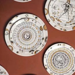 Platen 8-10 inch Solar Nordic Disc Keramische Plaat Gerechten Voor Presentatie Muur Kunst Decoratie Accessoires Vintage Gratis