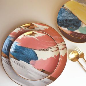 Borden 8 en 10 inch Noordse Phnom Penh keramische schotel Dessert Plate Snack Cake Western Steak Kleurrijke wolkenset keukendecoratie