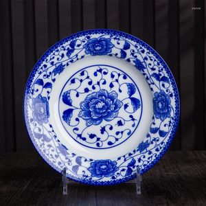 Borden 8 inch vintage blauw en wit porselein keramisch bord huishouden rond diner tafelgerei fruitsalade lade
