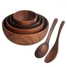 Assiettes En Bois D'acacia Pour Salades De Fruits Et Salade De Nouilles Bol En Bois