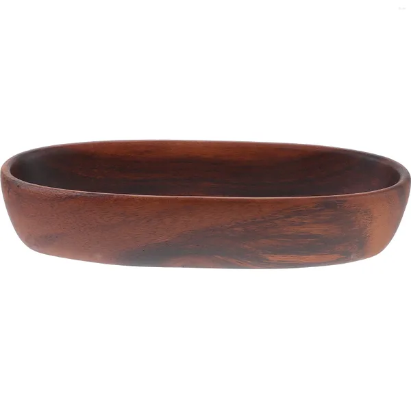 Platos Acacia Bandeja de madera de madera Plato seco de bocadillos Bolsa de joyas de pan sólido para decoración de caramelo Madera