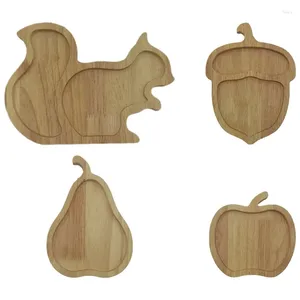 Assiettes AFBC Snack Plaque d'espace stockage de stockage Squurel Bac en bois Poire Fruit Noix Conteneur de table