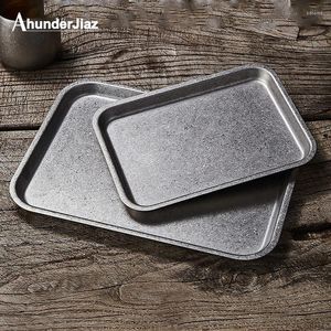 Platen ahunderjiaz retro zilver rechthoekig roestvrijstalen bak slaapkamer eetkamer tafel top opslag kleine pography props