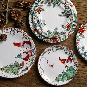 Borden Amerikaans keramisch dinerbord creatief kerstflat rond huis dessert decoratief