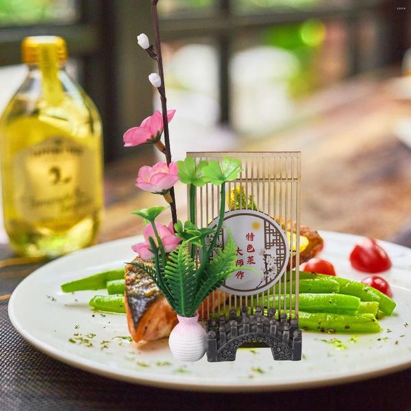Platos de flores artificiales, decoración de plantas para restaurante de Sushi, plato decorativo, simulación de madera, artesanía falsa