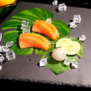Assiettes Artificielles Feuilles De Palmier Tropical Faux Plante Fruits Sushi Gâteau Plateau Pour Boutique Restaurant Décoration Table Décor Cuisine Plaque