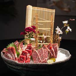 Assiettes Bambou Échelle Sashimi Arrangement Miniture Décoration Sushi Plateau Ornement Charcuterie Miniature Modélisme