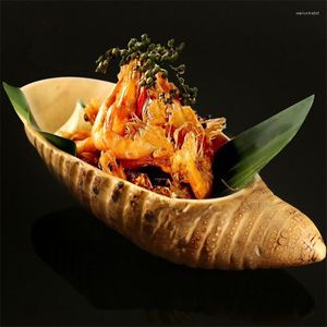 Platen bamboe wortelgerechten creatief rijst servies fruitplaat sushi container artistieke conceptie privékamer