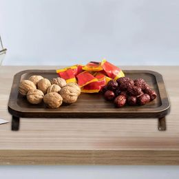 Assiettes en bambou Serve Thé à thé avec des jambes en bois pour la table de salle à manger fête de la salle de bain