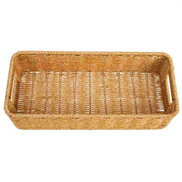 Platos Organizador de toallas de baño Decoración de mesa rústica Platter Bandeo de cesta de plástico de fruta tejida Gabinete Gabinete