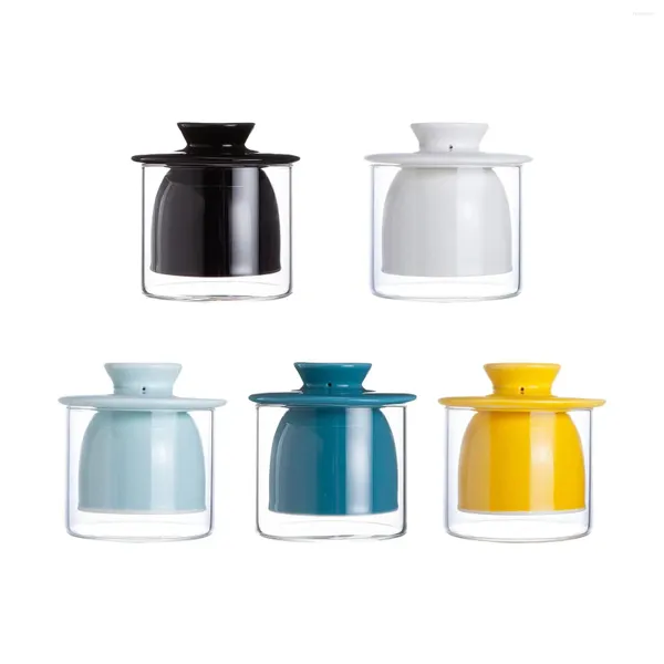 Assiettes de grande capacité en céramique, pot à beurre, support en porcelaine avec couvercle, plateau polyvalent à joint d'eau, pour l'huile de Sauce au miel