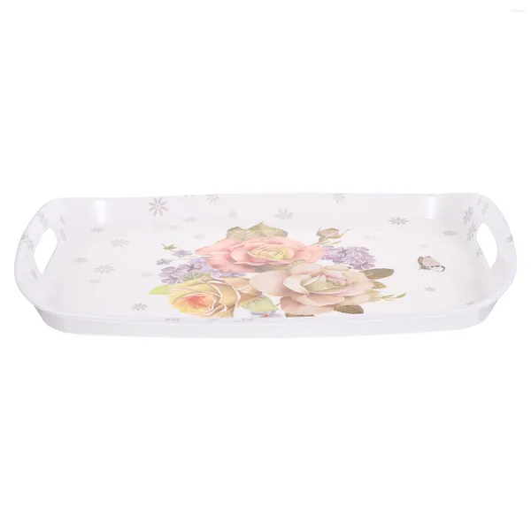 Assiettes plateau Binaural Style européen, garniture en plastique, accessoire de Dessert, décorations florales, fourniture pour la maison, assiette en acrylique