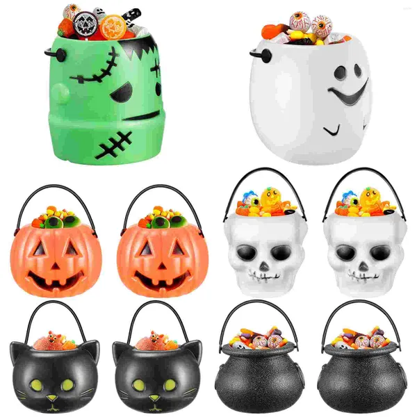 Assiettes Black Trim Portable Pumpkin Backet Candy Holder Halloween Party Supplies Stand Favors Home Ustensiles for Hospitality