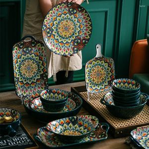 Plates Bohemian Ceramic Bowls Dishes Tableware Dish Dining Table Set Soup Bowl Dinner And Sets Plate