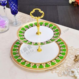 Platos china hueso dorado en relieve placa de doble capa bandeja fruta bandeja seca té té postre dim sum stand