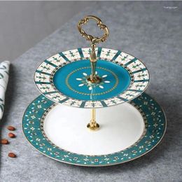 Assiettes plateau à collation en porcelaine, thé créatif de l'après-midi, boîte-cadeau à gâteau Double couche en céramique de style européen