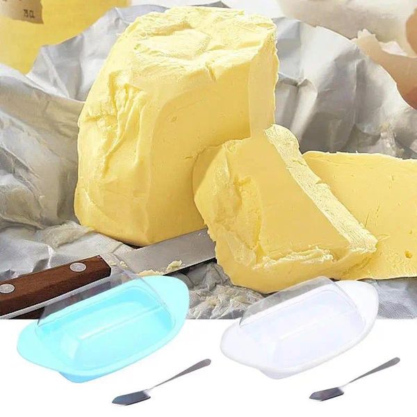 Platos caja de mantequilla con cuchillo de encimera nórdica plato de plato transparente tapa acrílica contenedores de almacenamiento de cocina