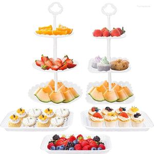 Plaques Cake Makaron Tray Stand Fruit Cupcake Afficher la table de fête séchée en plastique Décoration