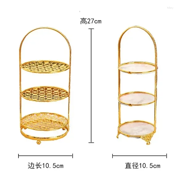 Assiettes présentoir de rangement de gâteaux, plateau d'anniversaire, support de gâteaux, plats et desserts, barre en argent, 2/3 étages, plat doré de mariage, fête de cuisine