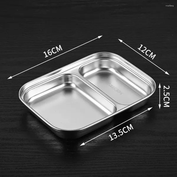 Assiettes de Camping pour l'école, plateau à dîner, profondeur divisée 4cm, Durable, facile à laver, sain, réutilisable, en acier inoxydable