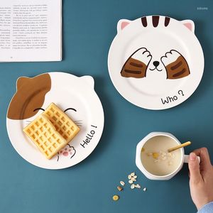 Borden cartoon creatief dieren ontbijt kinderen fruit snackplaat servies huishoudelijke keramische middagthee